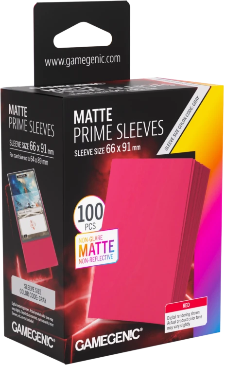Gamegenic: Matte Prime Sleeves (66x91 mm) - Red - 100 sztuk