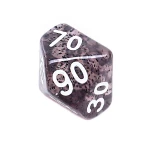 Kość REBEL brokatowa 10 Ścian (setka) - Cyfry - Czarna