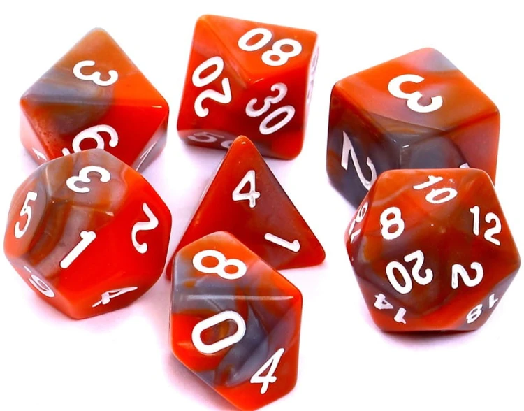 Komplet kości REBEL RPG - Dwukolorowe - Pomarańczowo-szare