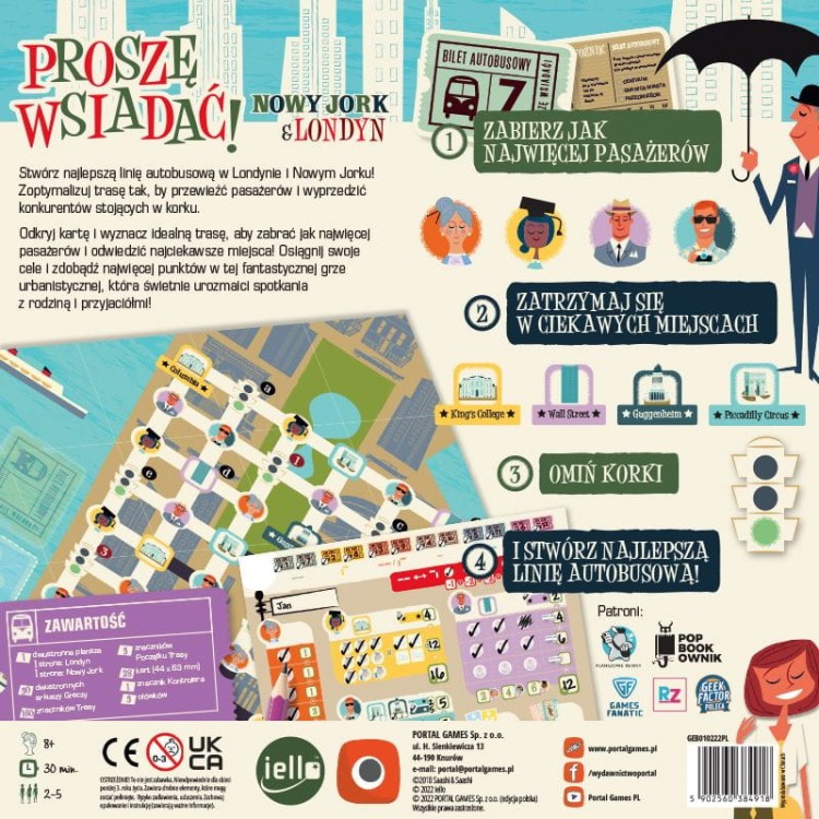 Proszę Wsiadać: Nowy Jork i Londyn pudełko tył