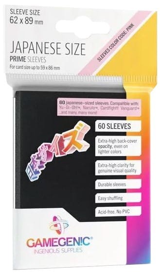 Gamegenic: Japanese Size Prime Sleeves (62x89 mm) 60 sztuk, Black