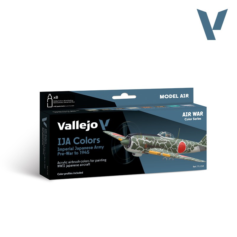 Vallejo: 71.152 - Model Air - Air War - IJA Colors - Imperial Japanese Army  Pre-War to 1945 (8x18 ml)
