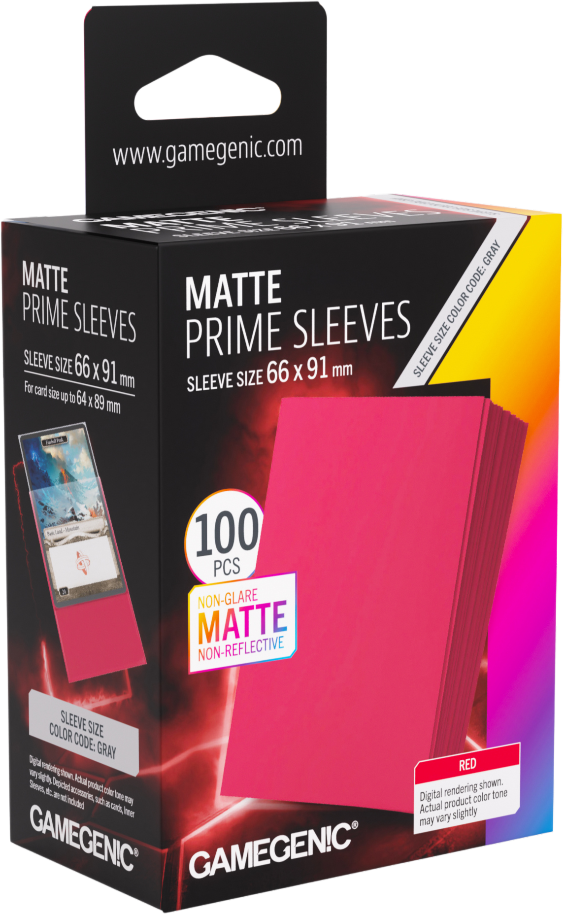 Gamegenic: Matte Prime Sleeves (66x91 mm) - Red - 100 sztuk