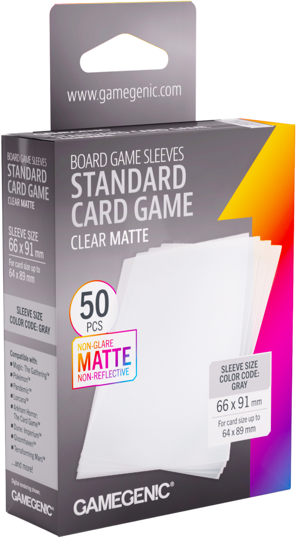 Gamegenic: Board Game Sleeves - Standard (66x91 mm) - Clear Matte - 50 sztuk