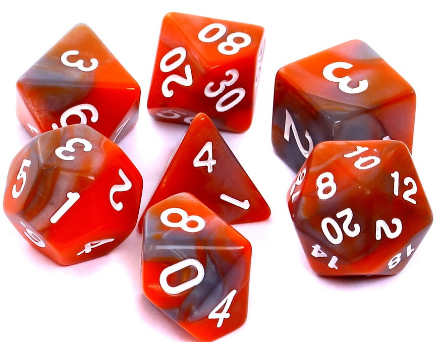 Komplet kości REBEL RPG - Dwukolorowe - Pomarańczowo-szare
